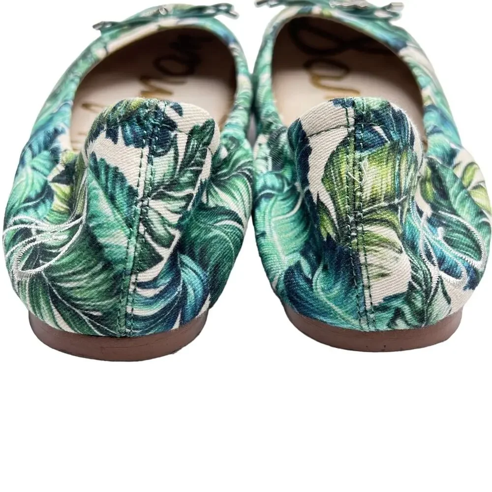 Sam Edelman Felicia Ballet Flats 7.5 Palm Leaf Tropical Print Resort Vacation